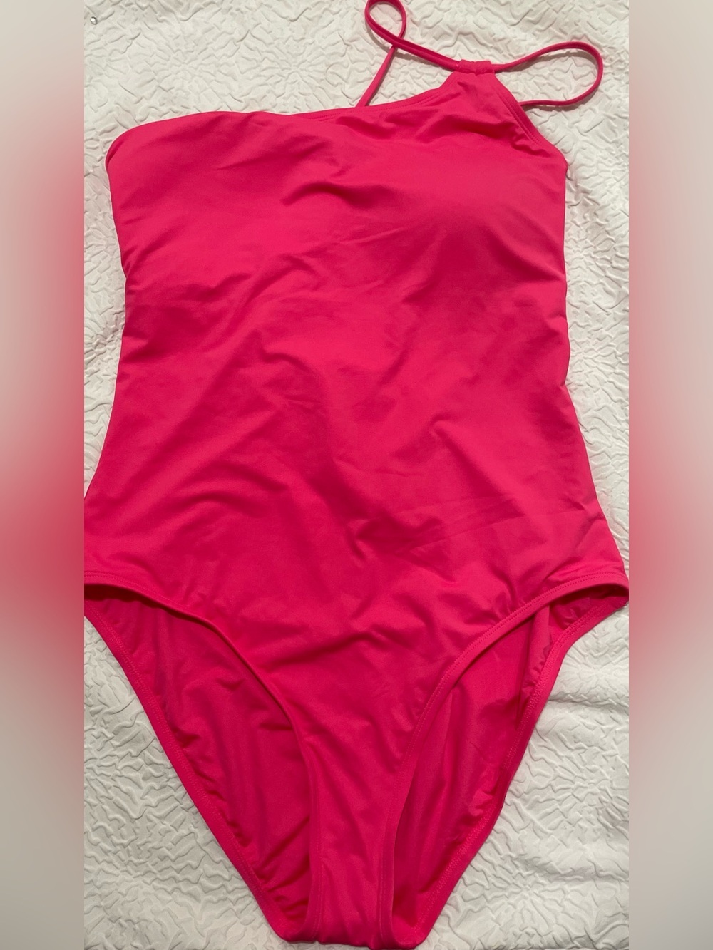 La Blanca Goddess Lace Back One Shoulder One Piece Pop Pink Size 14